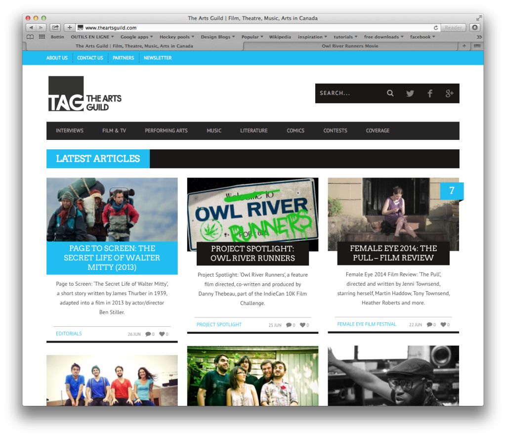 Screenshot of The Arts Guild Website